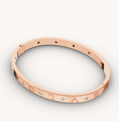 [Clover Jewelery]ZERO 1 PINK GOLD 12 DIAMONDS BRACELET