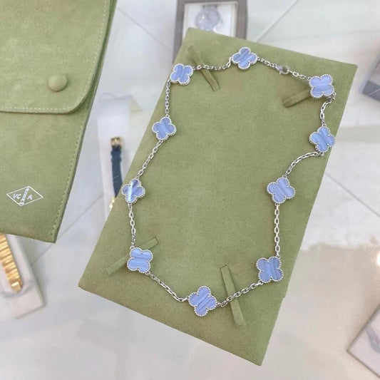 [Clover Jewelery]CLOVER 10 MOTIFS PURPLE CHALCEDONY NECKLACE