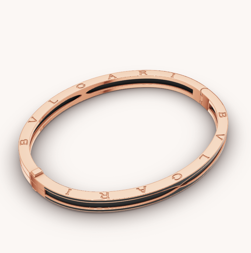 [Clover Jewelery]ZERO 1 PINK GOLD WITH MATTE BLACK CERAMIC BRACELET
