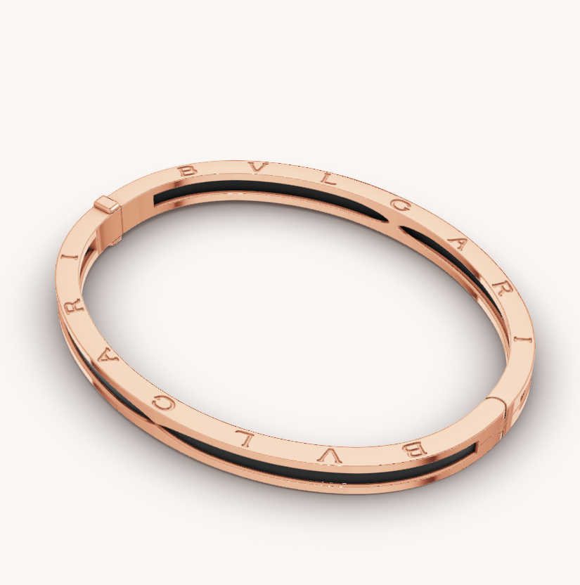 [Clover Jewelery]ZERO 1 PINK GOLD WITH BLACK CERAMIC BRACELET