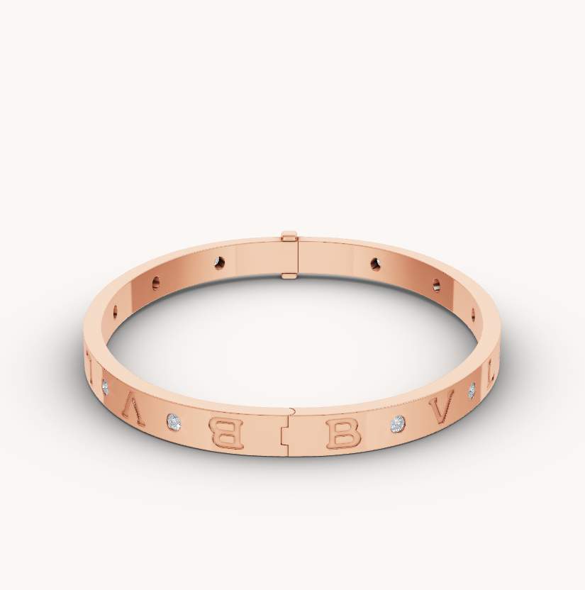 [Clover Jewelery]ZERO 1 PINK GOLD 12 DIAMONDS BRACELET