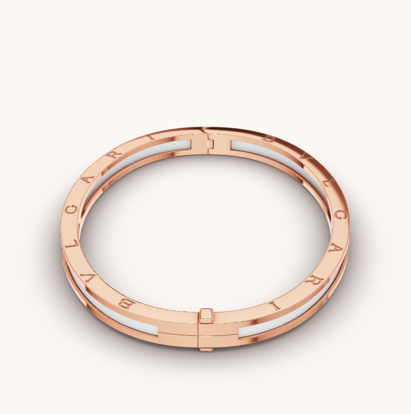 [Clover Jewelery]ZERO 1 PINK GOLD WITH WHITE CERAMIC BRACELET