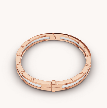 [Clover Jewelery]ZERO 1 PINK GOLD WITH WHITE CERAMIC BRACELET