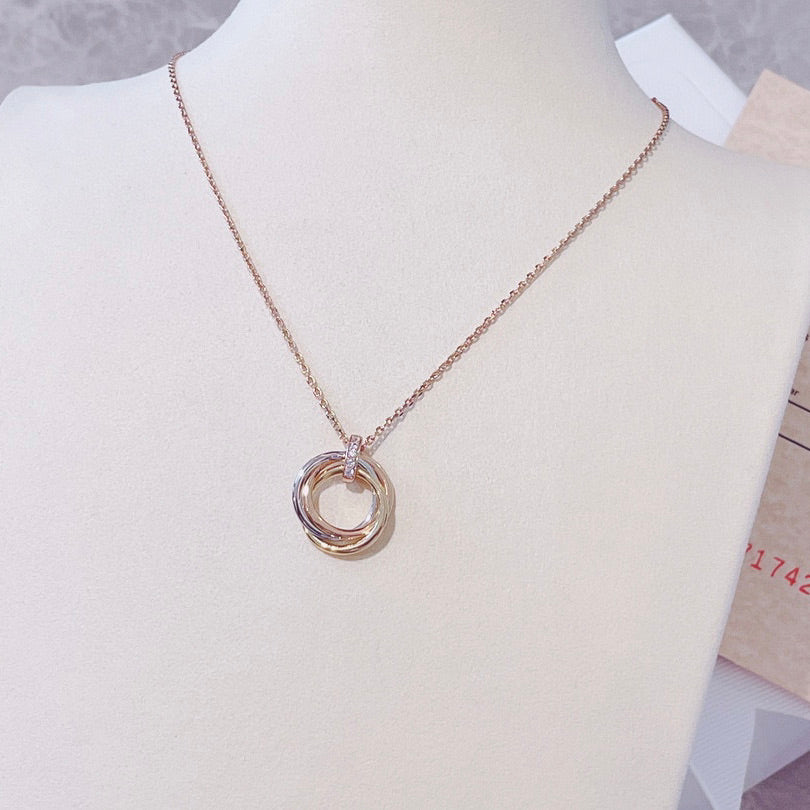[Clover Jewelery]TRINITY NECKLACE GOLD  DIAMONDS