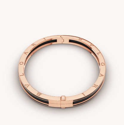 [Clover Jewelery]ZERO 1 PINK GOLD WITH MATTE BLACK CERAMIC BRACELET