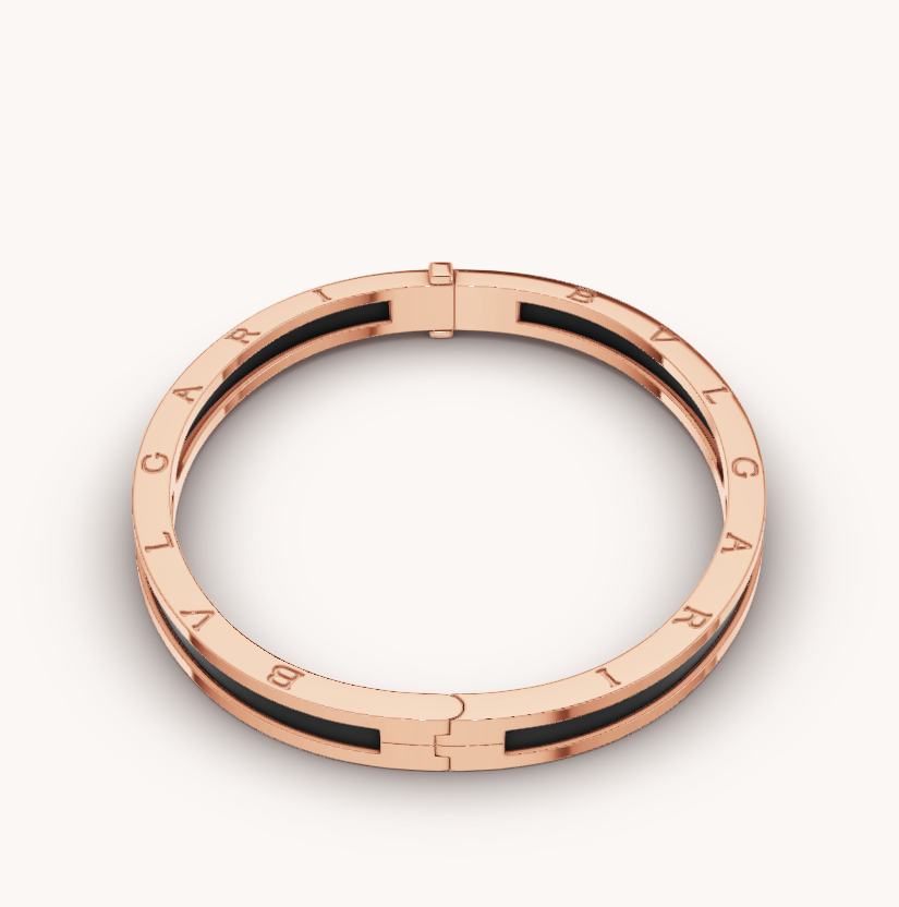 [Clover Jewelery]ZERO 1 PINK GOLD WITH BLACK CERAMIC BRACELET