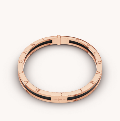 [Clover Jewelery]ZERO 1 PINK GOLD WITH BLACK CERAMIC BRACELET