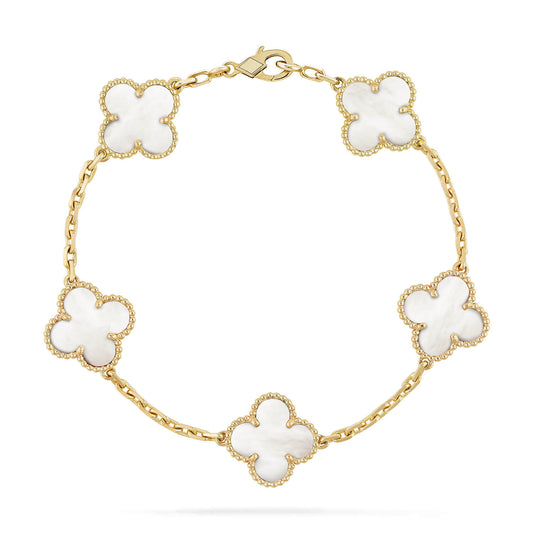 [Clover Jewelery]CLOVER  5 MOTIF WHITE MOP BRACELET
