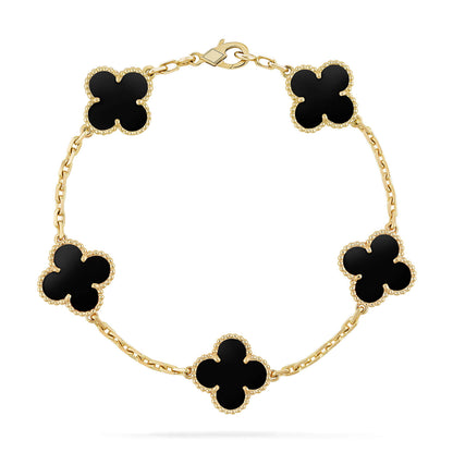 [Clover Jewelery]CLOVER  5 MOTIFS BLACK ONYX BRACELET