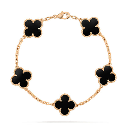 [Clover Jewelery]CLOVER  5 MOTIFS BLACK ONYX BRACELET