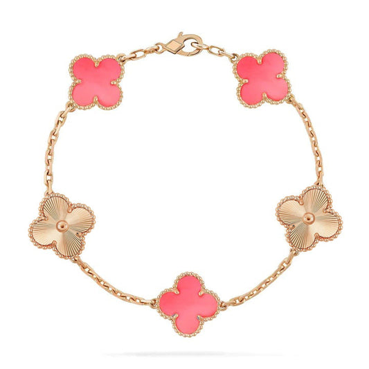 [Clover Jewelery]CLOVER BRACELET 5 MOTIF PINK AND PINK GOLD