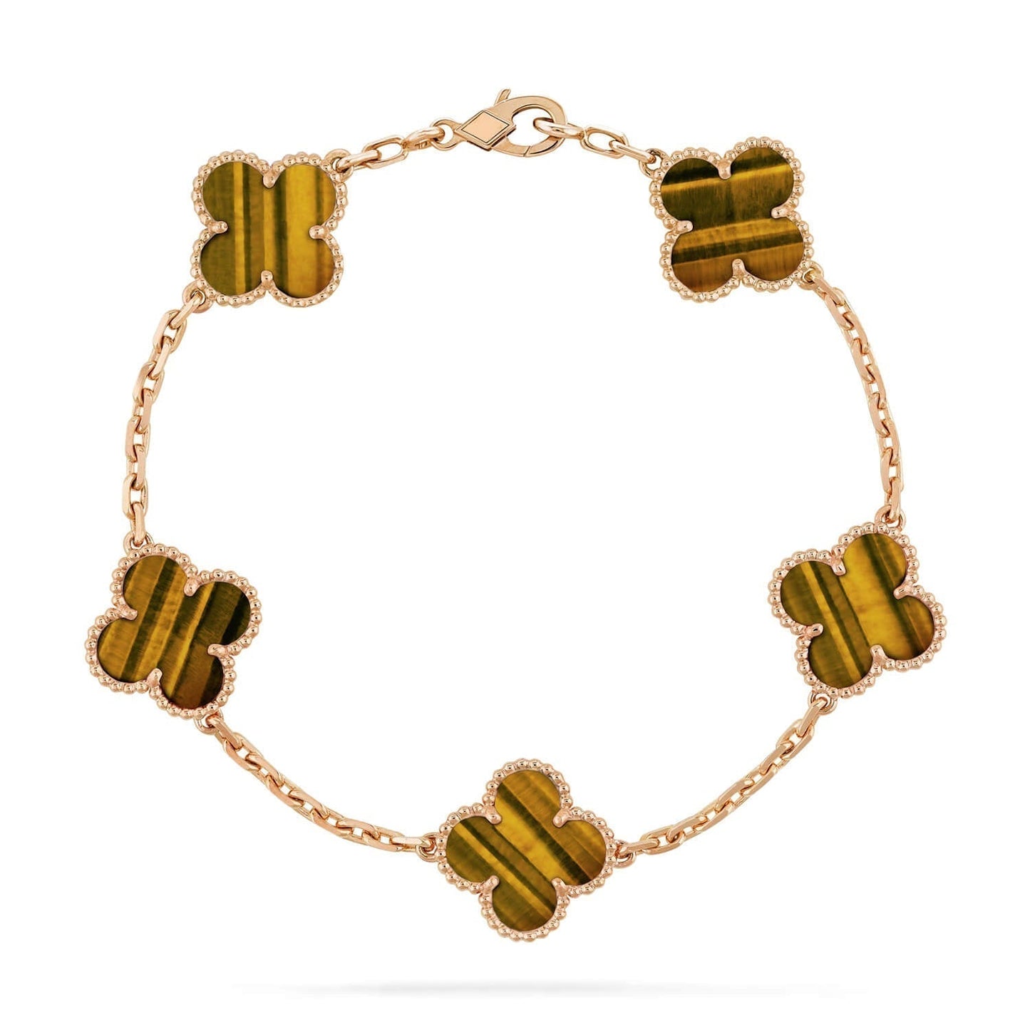 [Clover Jewelery]CLOVER  5 MOTIFS TIGER EYE BRACELET