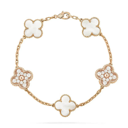 [Clover Jewelery]CLOVER BRACELET 5 MOTIF WHITE MOP DIAMOND