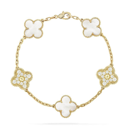 [Clover Jewelery]CLOVER BRACELET 5 MOTIF WHITE MOP DIAMOND