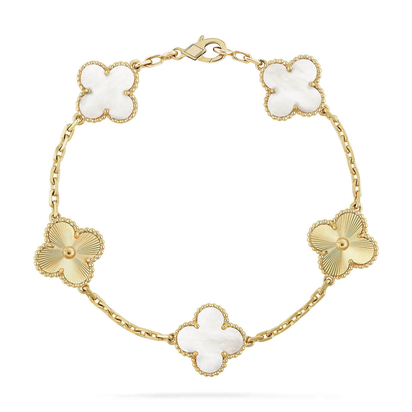 [Clover Jewelery]CLOVER 5 MOTIF WHITE MOP LASER BRACELET