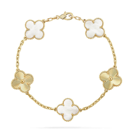 [Clover Jewelery]CLOVER 5 MOTIF WHITE MOP LASER BRACELET