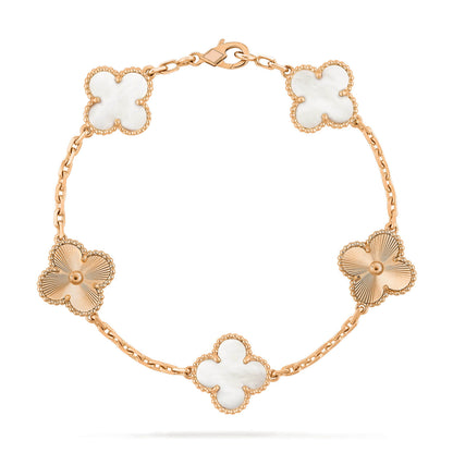[Clover Jewelery]CLOVER 5 MOTIF WHITE MOP LASER BRACELET