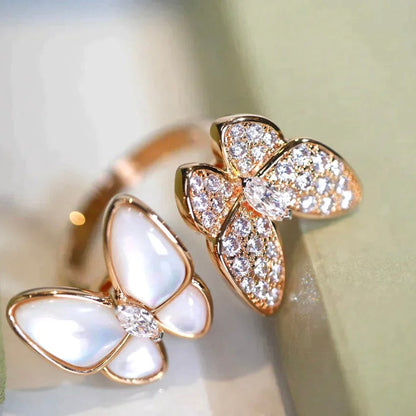 [Clover Jewelery]TWIN BUTTERFLY DIAMOND MOP RING