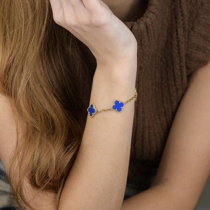 [Clover Jewelery]CLOVER 5 MOTIFS BLUE AGATE BRACELET