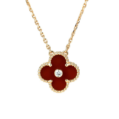 [Clover Jewelery]CLOVER 15MM DIAMOND CARNELIAN NECKLACE