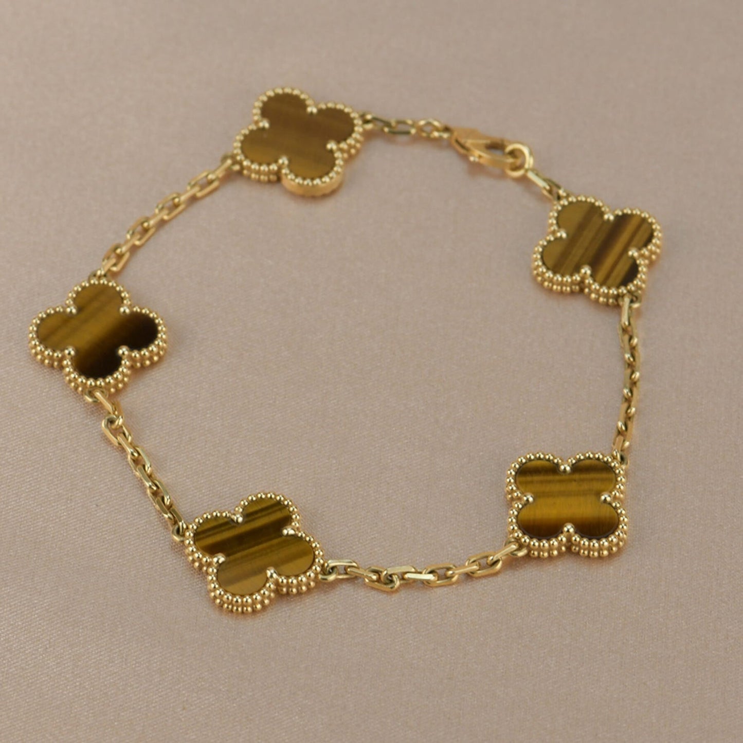 [Clover Jewelery]CLOVER  5 MOTIFS TIGER EYE BRACELET