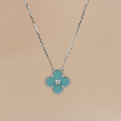 [Clover Jewelery]CLOVER 15MM DIAMOND SVRES PORCELAIN  NECKLACE SILVER