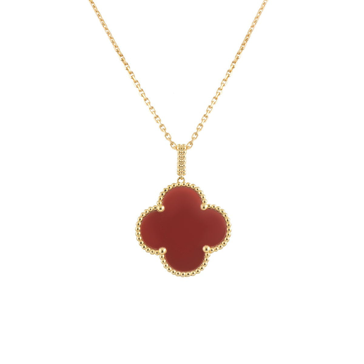 [Clover Jewelery]CLOVER 25MM NECKLACE GOLD CARNELIAN