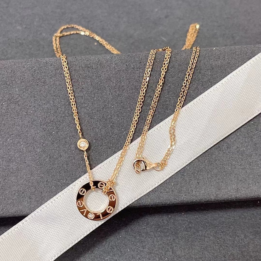 [Clover Jewelery]LOVE NECKLACE 16MM 2 DIAMONDS