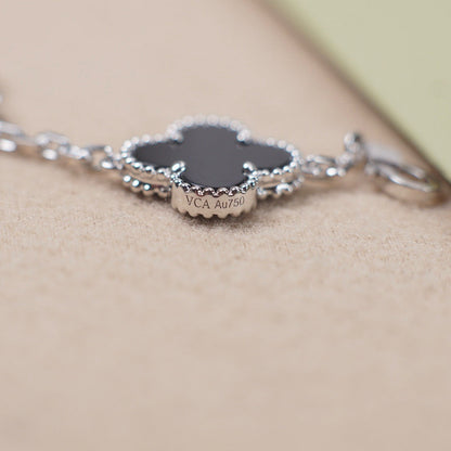 [Clover Jewelery]CLOVER 5 MOTIF ONYXS  BRACELET SILVER