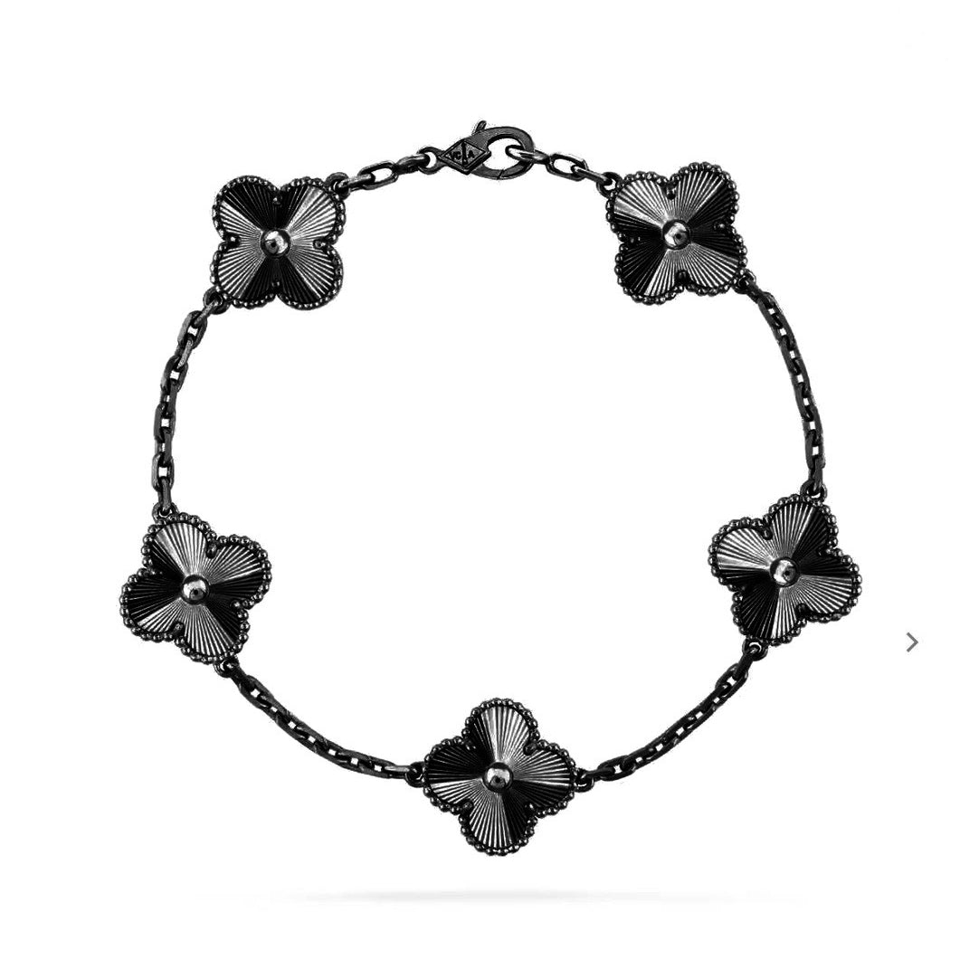 [Clover Jewelery]CLOVER 5 MOTIF BLACK BRACELET