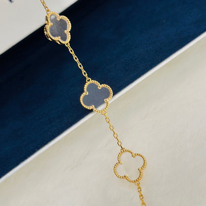 [Clover Jewelery]CLOVER 5 MOTIF ROCK CRYSTAL PINK GOLD BRACELET