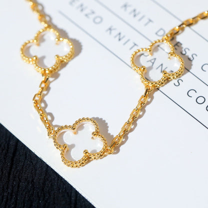[Clover Jewelery]CLOVER 5 MOTIF ROCK CRYSTAL PINK GOLD BRACELET