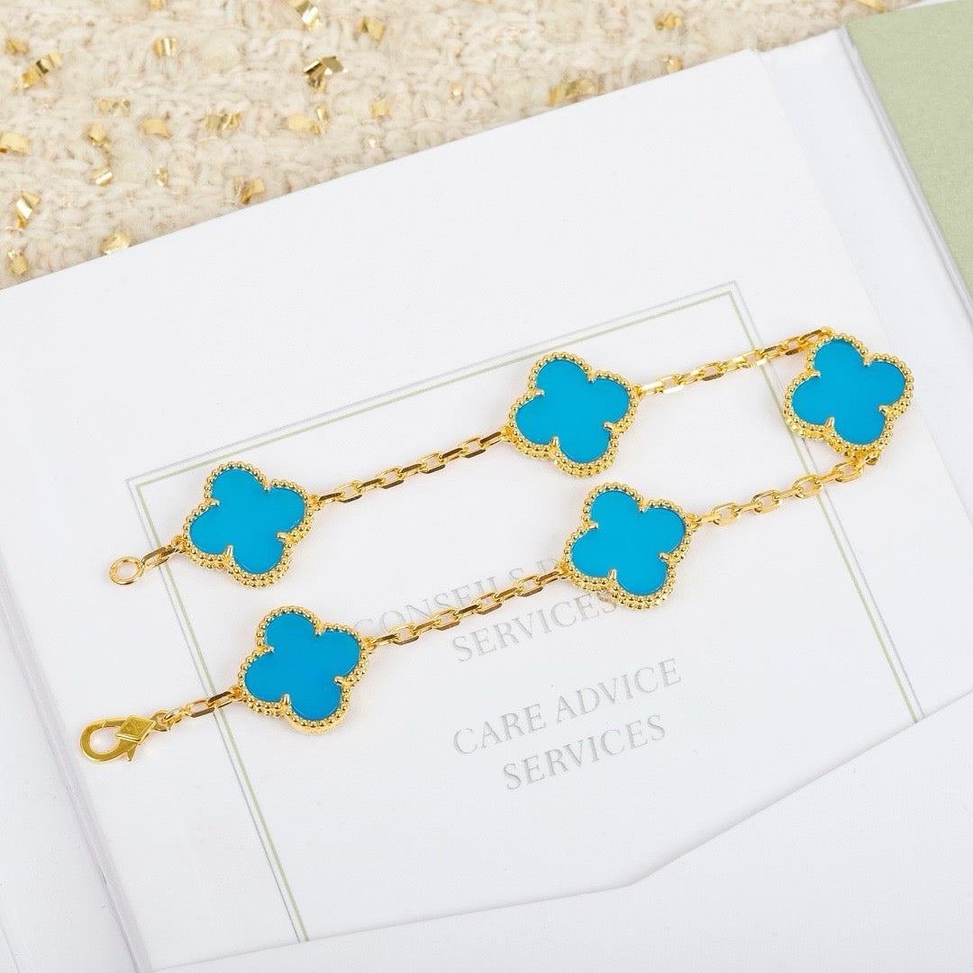[Clover Jewelery]CLOVER 5 MOTIFS TURQUOISE BRACELET