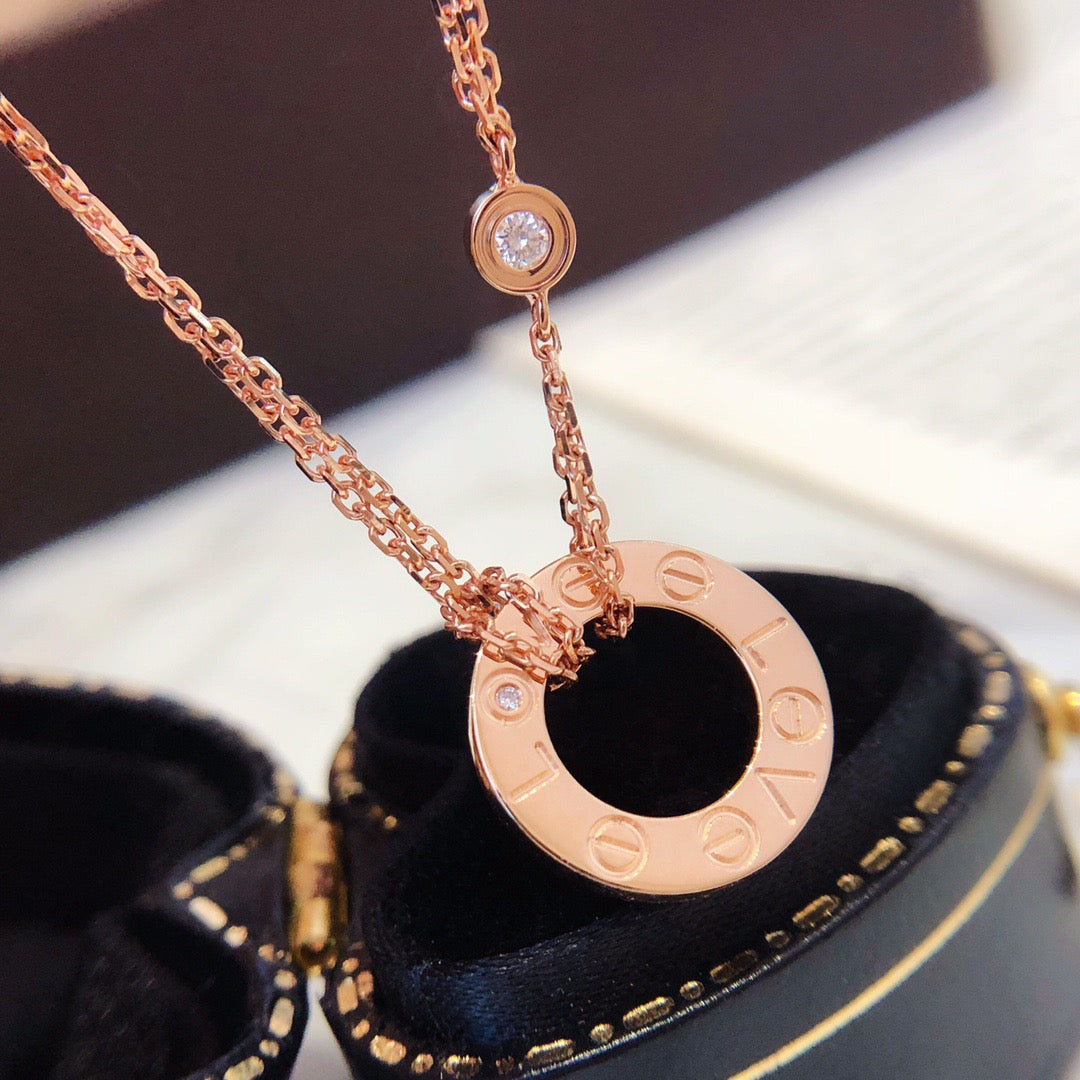 [Clover Jewelery]LOVE NECKLACE 16MM 2 DIAMONDS