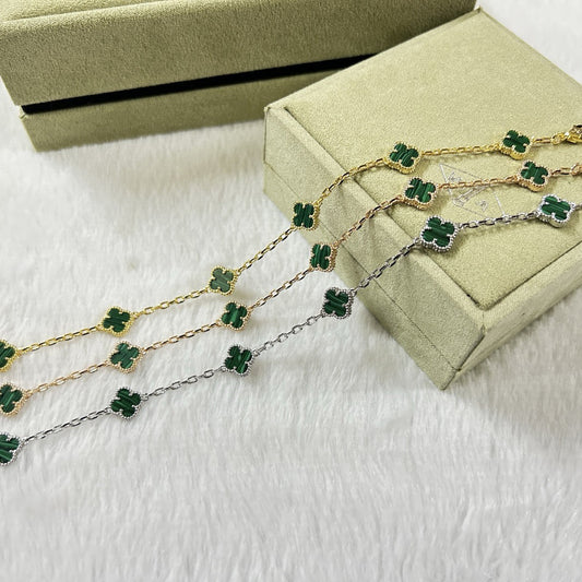 [Clover Jewelery]CLOVER 6 MOTIF MALACHITE BRACELET