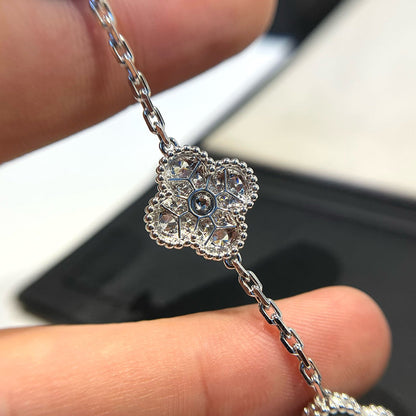 [Clover Jewelery]CLOVER 5 MOTIF ONYXS DIAMOND BRACELET SILVER