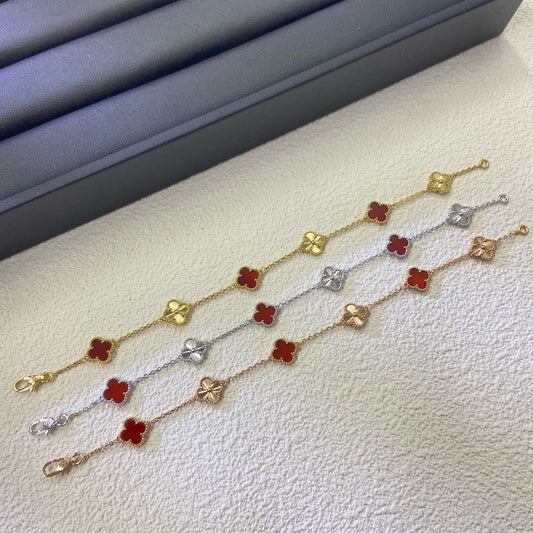 [Clover Jewelery]CLOVER 6 MOTIF RED AGATE LASER BRACELET