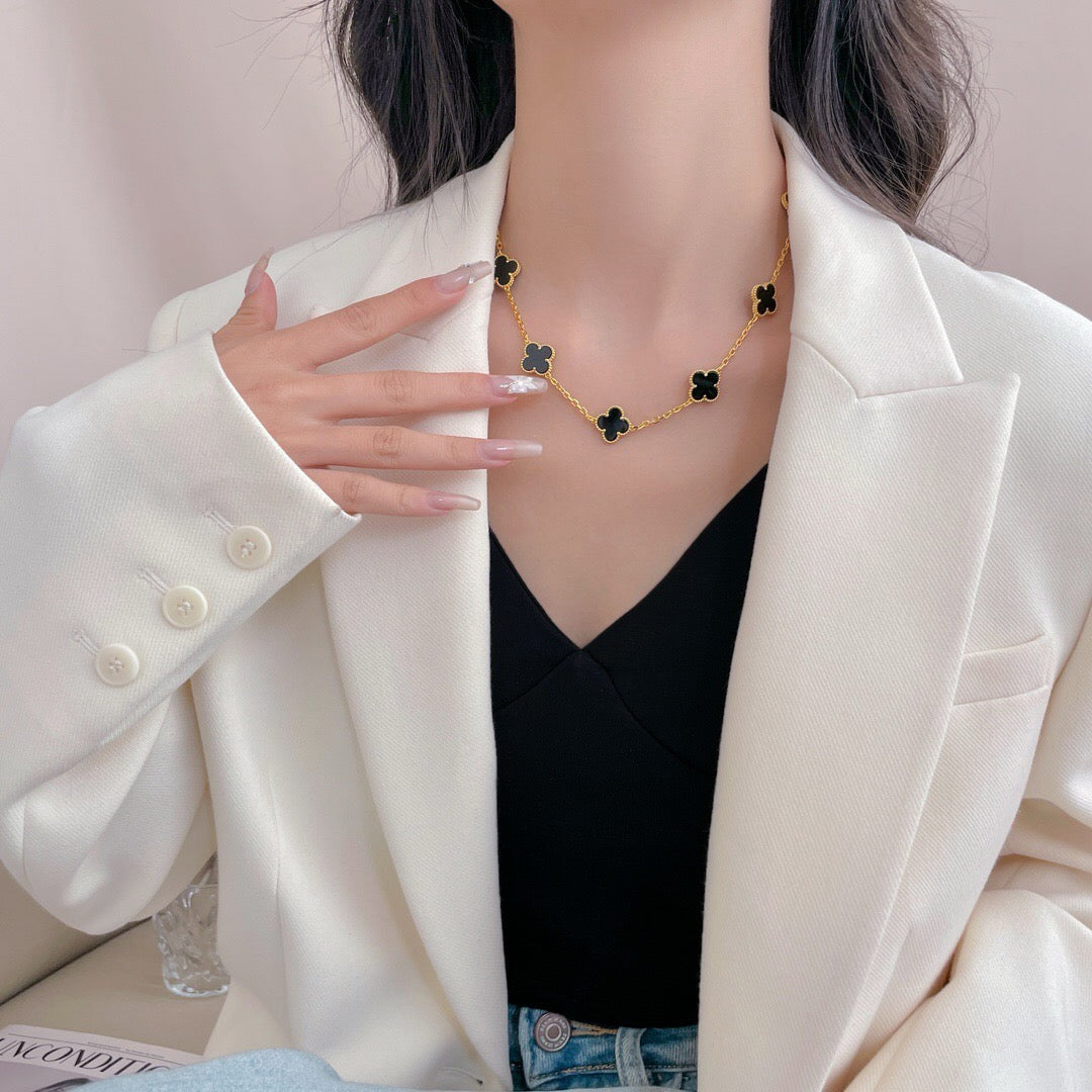 [Clover Jewelery]CLOVERS THE 10-MOTIFS ONYX NECKLACE