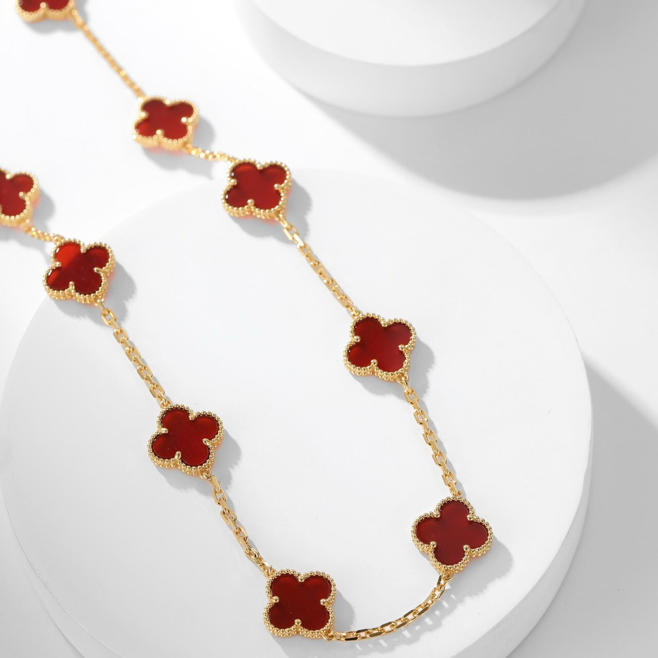 [Clover Jewelery]CLOVERS THE  10-MOTIFS CARNELIAN NECKLACE