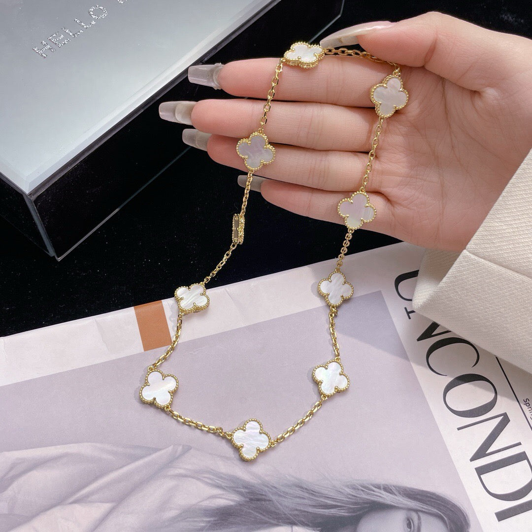 [Clover Jewelery]CLOVERS THE 10-MOTIFS WHITE MOTHER OF PEARL NECKLACE