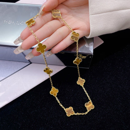 [Clover Jewelery]CLOVERS THE 10-MOTIFS TIGER EYE NECKLACE