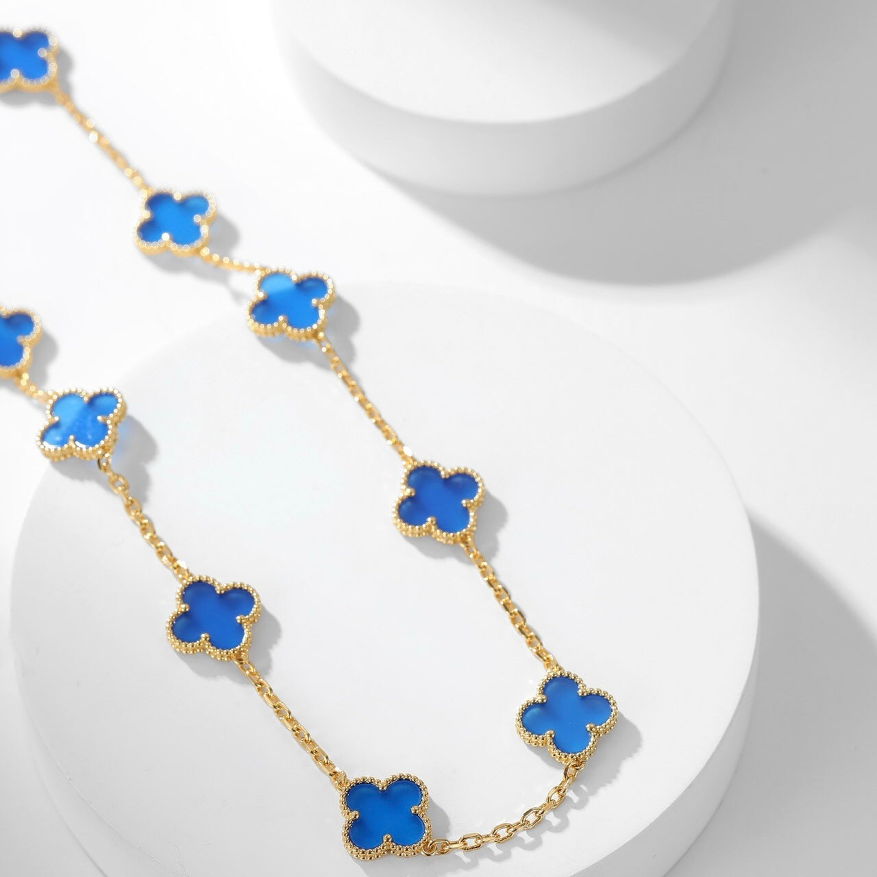 [Clover Jewelery]CLOVERS THE 10-MOTIFS BLUE AGATE NECKLACE