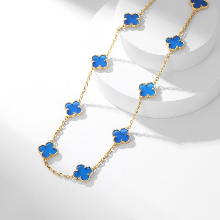 [Clover Jewelery]CLOVERS THE 10-MOTIFS BLUE AGATE NECKLACE