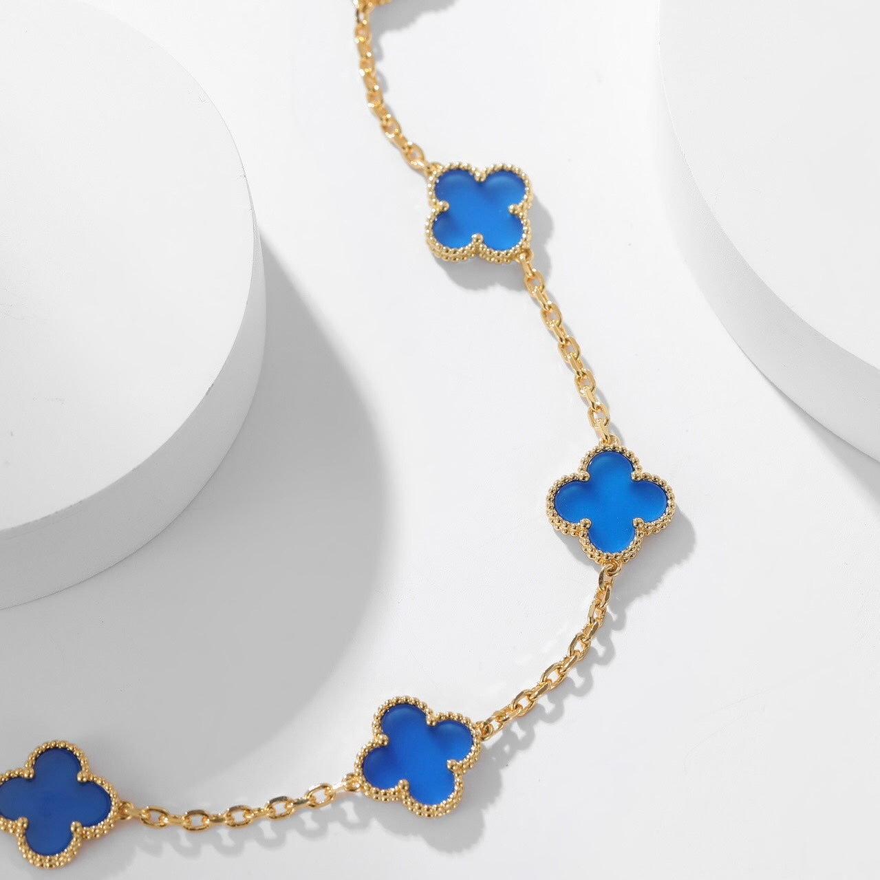 [Clover Jewelery]CLOVERS THE 10-MOTIFS BLUE AGATE NECKLACE