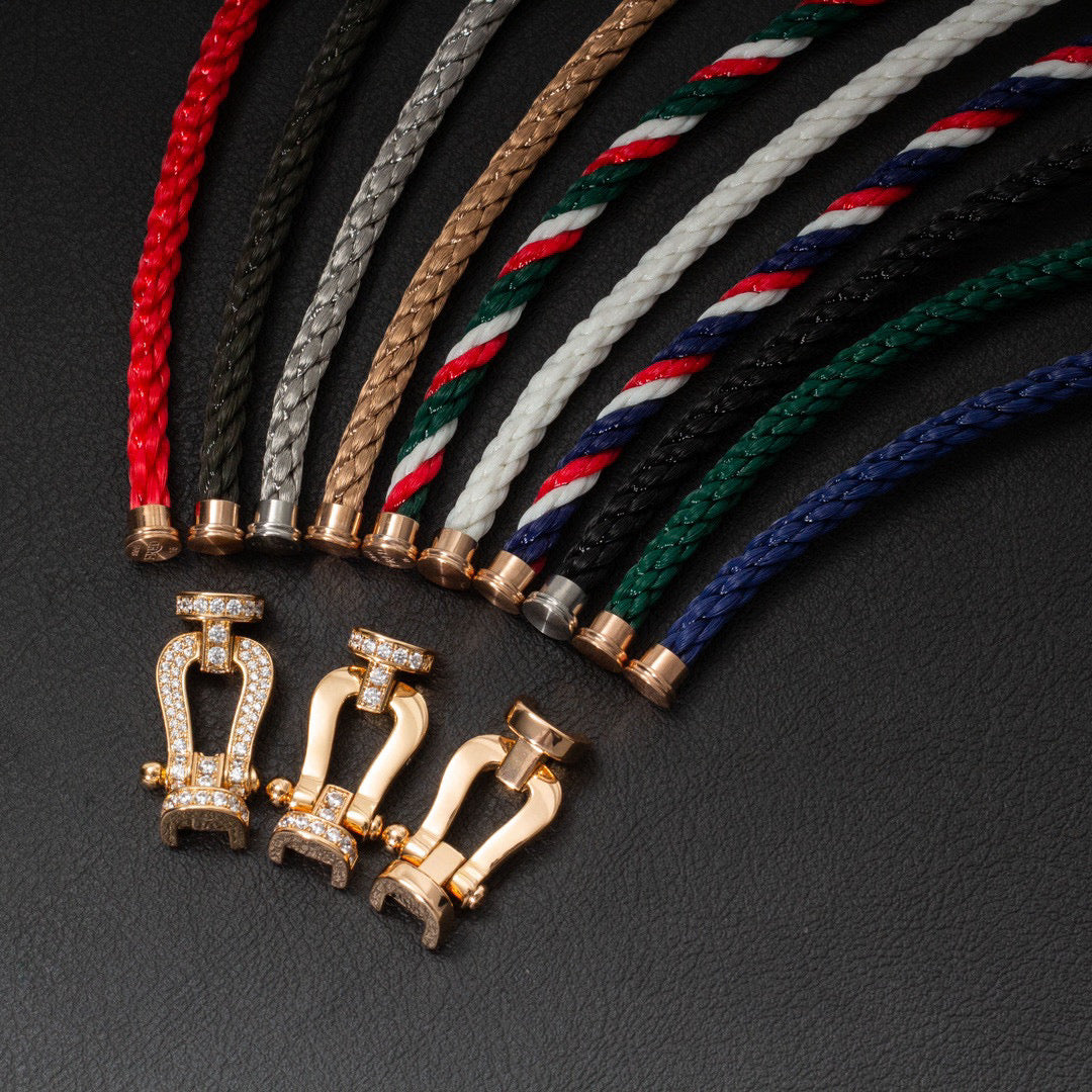 [Clover Jewelery]FORCE LARGE HORSESHOE HALF DIAMOND BRACELET GOLD