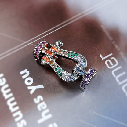 [Clover Jewelery]FORC LARGE HORSESHOE  COLORED DIAMOND BRACELET SILVER