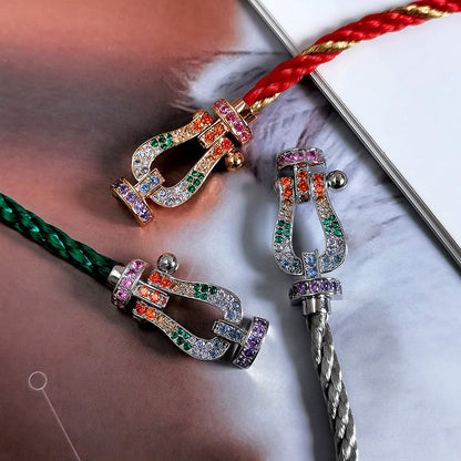 [Clover Jewelery]FORC LARGE HORSESHOE  COLORED DIAMOND BRACELET SILVER