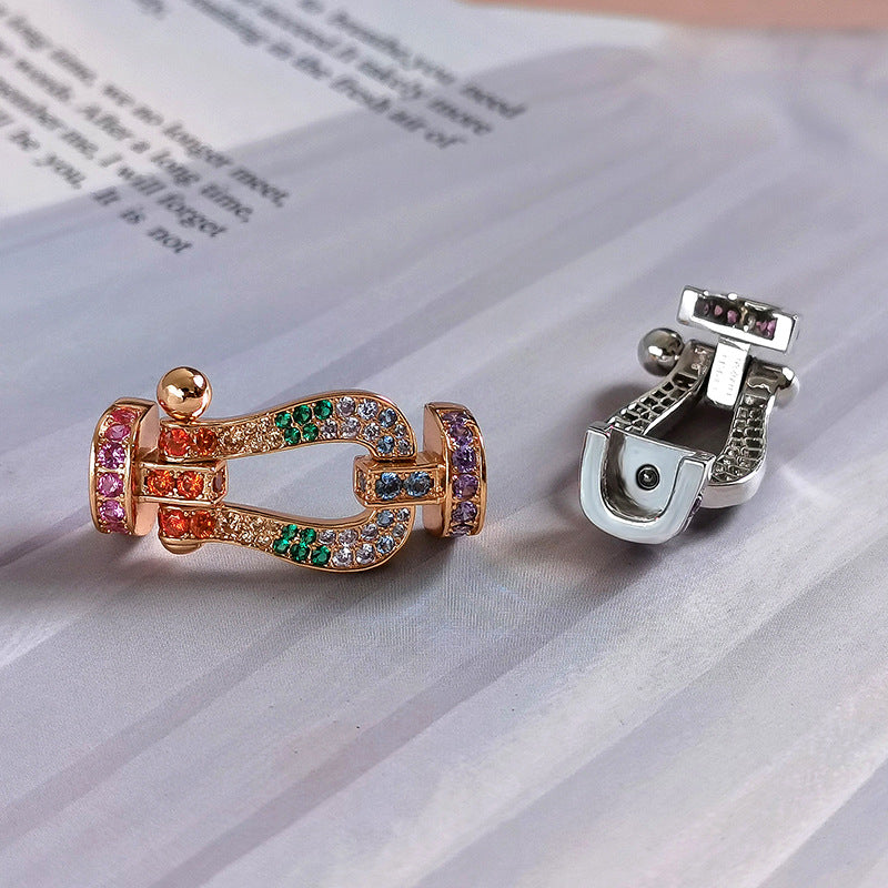 [Clover Jewelery]FORC LARGE HORSESHOE  COLORED DIAMOND BRACELET SILVER