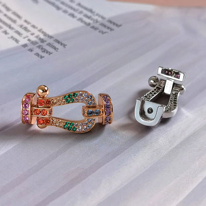 [Clover Jewelery]FORC LARGE HORSESHOE  COLORED DIAMOND BRACELET SILVER