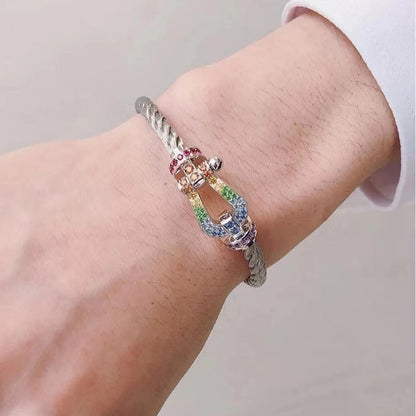 [Clover Jewelery]FORCE LARGE HORSESHOE  COLORED DIAMOND BRACELET ROSE GOLD